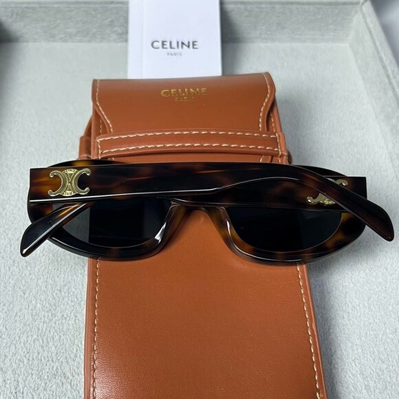Celine Brown Triomphe 01 Oval Sunglasses - Picture 5 of 7